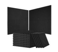 VEVOR Panneau Mousse Acoustique Lot de 80 Panneaux Muraux Insonorisants 30x30x2,5 cm Haute Densité Absorbant Son Installation Facile pour Murs Plafonds de Studio, Maison, Bureau, Noir
