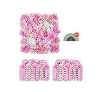 VEVOR Panneau Mural Décoratif Floral 12 PCS Mur à Fleurs Artificielles 3D, 38x38 cm, Conception Sans Couture Installation Facile pour Mariage, Saint-Valentin, Fête Prénatale, Décoration de Fond, Rose