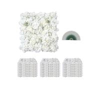 VEVOR Panneau Mural Décoratif Floral 24 PCS Mur à Fleurs Artificielles 3D, 38x38 cm, Conception Sans Couture Installation Facile pour Mariage, Saint-Valentin, Fête Prénatale, Décoration Fond, Blanc