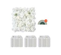 VEVOR Panneau Mural Décoratif Floral 24 PCS Mur à Fleurs Artificielles 3D, 38x38 cm, Conception Sans Couture Installation Facile pour Mariage, Saint-Valentin, Fête Prénatale, Décoration Fond, Blanc