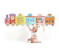 VEVOR Panneau Mural Sensoriel pour Enfants en Bois, Forme Train, 18 en 1 | Tableau d'Activités Montessori, Jouet Éducatif pour Crèche, Classe, Salle de Jeux et Maison, avec Accessoires de Fixation