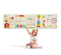 VEVOR Panneau Mural Sensoriel pour Enfants en Bois, Tableau d'Activités Montessori 16 en 1 à 5 Panneaux, Jouet Éducatif Mural avec Accessoires de Fixation, pour Crèche, Classe, Salle de Jeux et Maison