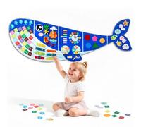 VEVOR Panneau Mural Sensoriel pour Enfants Feutre Baleine 12 en 1 Pliable | Tableau d'Activités Montessori pour Crèche, Classe, Salle de Jeux, Jouet Éducatif avec Lettres, Chiffres, Animaux, Formes