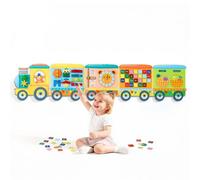 VEVOR Panneau Mural Sensoriel pour Enfants en Feutre Train, Tableau d'Activités Montessori Pliable 14 en 1, Jouet Éducatif Mural avec Lettres, Fruits, Légumes et Horloge, pour Voyage, Garderie, Classe
