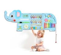VEVOR Panneau Mural Sensoriel pour Enfants, Forme Éléphant 14 en 1, en Bois | Tableau d'Activités Montessori pour Crèche, Classe, Salle de Jeux et Maison, Jouet Éducatif avec Accessoires de Fixation