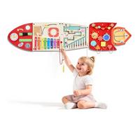 VEVOR Panneau Mural Sensoriel pour Enfants, Forme Fusée, Tableau d'Activités Montessori 13 en 1, Jouet Éducatif en Bois avec Accessoires de Fixation, pour Crèche, Classe, Salle de Jeux et Maison