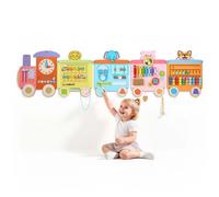 VEVOR Panneau Mural Sensoriel pour Enfants, Forme Train, Tableau d'Activités Montessori 18 en 1, Jouet Éducatif en Bois, avec Accessoires de Fixation, pour Crèche, Classe, Salle de Jeux et Maison