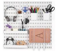 VEVOR Panneau perforé mural 280x280 mm, 4 panneaux, kit accessoires, blanc