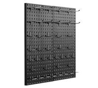 VEVOR Panneau Perforé Mural 609,6x304,8 mm Organiseur Garage en Métal Robuste avec 2 Panneaux Perforés, Accessoires, Kit Rangement d'Outils pour Salle d'Artisanat, Maison, Entrepôt, Magasin, Noir