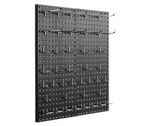 VEVOR Panneau Perforé Mural 609,6x304,8 mm Organiseur Garage en Métal Robuste avec 2 Panneaux Perforés, Accessoires, Kit Rangement d'Outils pour Salle d'Artisanat, Maison, Entrepôt, Magasin, Noir