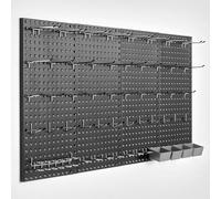 VEVOR Panneau Perforé Mural 609,6x304,8 mm Organiseur Garage en Métal Robuste avec 4 Panneaux Perforés, Accessoires, Kit Rangement d'Outils pour Salle d'Artisanat, Maison, Entrepôt, Magasin, Noir