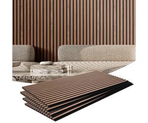 VEVOR Panneaux acoustiques à lattes en bois, 1200 x 600 mm, lamelles acoustiques en MDF pour mur intérieur moderne, panneaux muraux en faux bois pour décoration élégante et réduction du bruit, noyer