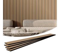 VEVOR Panneaux acoustiques à lattes en bois 2400 x 200 mm lamelles acoustiques en MDF pour mur intérieur moderne, panneaux muraux en faux bois pour décoration élégante, réduction du bruit, chêne clair