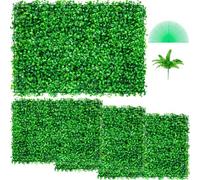 VEVOR Panneaux de Buis Artificiels 61 x 40,6 cm Haie Artificielle Réaliste 4 pcs Protection UV Panneaux Muraux de Haie de Buis Construction Solide Frais Faux Feuillage Toile de Fond Décoration Murale