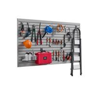 VEVOR Panneau à Lattes Mural Garage, 1225 x 2450 mm, Panneau Rangement Outils PVC avec Accessoires, Porte-outils Muraux avec Crochets pour Affichage, Organisation, Stockage, Atelier, Artisanal, Gris