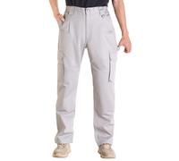 VEVOR Pantalon Ignifuge Homme, Taille L, Pantalon Cargo Homme en Coton, Résistant aux Flammes et Déchirures, avec Multi-Poches, Taille Élastique, pour Soudage, Soudeurs, Sorties Décontractées, Gris