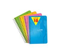 Calligraphe 76Cpack Lot de 10 Carnets à Spirale (une Marque de Clairefontaine) - 11x17 cm - 100 Pages Petits Carreaux - Papier Blanc 70 g - Couverture Carte Recyclée Vernie - Couleurs Aléatoires