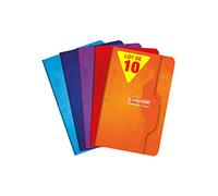 Calligraphe 68Cpack Lot de 10 Carnets Agrafés (une Marque de Clairefontaine) - 9x14 cm - 96 Pages Petits Carreaux - Papier Blanc 70 g - Couverture Carte Recyclée Vernie - Couleurs Aléatoires