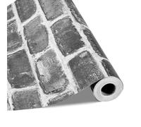 VEVOR Papier Peint Adhésif Mural, 45 cm x 10 m, Rouleau de Papier Peint Autocollant en Vinyle, Motif Brique Grise, Imperméable, pour Revêtement Mural, dans Chambres, Cuisines, Salles de Bain, Bureaux