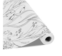 VEVOR Papier Peint Adhésif Mural, 45 cm x 10 m, Rouleau Papier Peint Autocollant Vinyle, Motif Floral Botanique Blanc, Imperméable, pour Revêtement Mural, dans Chambre, Cuisine, Salle de Bain, Bureau
