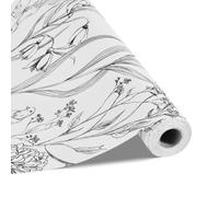 VEVOR Papier Peint Adhésif Mural, 45 cm x 10 m, Rouleau Papier Peint Autocollant Vinyle, Motif Floral Botanique Blanc, Imperméable, pour Revêtement Mural, dans Chambre, Cuisine, Salle de Bain, Bureau