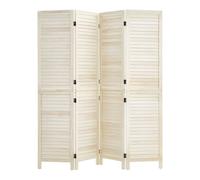 VEVOR Paravent Intérieur en Bois 4 Panneaux Persienne Hauteur 1702 mm Blanc, Séparateur de Pièce Pliable avec Charnières Bidirectionnelles à 360°, Cloison de Séparation pour Décoration Chambre Salon