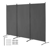 VEVOR Paravent Multifonctionnel à 3 Panneaux, Cloison de Séparation Autoportant 260x184 cm, Séparateur de Pièces Intérieur, Brise-Vue pour Confidentialité, Bureau, Chambre à Coucher, Salon, Gris