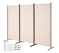 VEVOR Paravent Multifonctionnel à 3 Panneaux, Cloison de Séparation Autoportant 260x184 cm, Séparateur de Pièces Intérieur, Brise-vue pour Confidentialité, Bureau, Chambre à Coucher, Beige