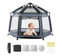 VEVOR Parc Bébé, 150x150 cm, Parc de Jeu Tout-petits Pliable Pop-up Portable, avec Auvent Pare-soleil UPF 50+, Sac de Voyage, Maille Respirante, Espace de Jeu pour Intérieur, Extérieur, Parc, Plage