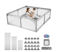 VEVOR Parc Bébé, 200x149 cm, Parc de Jeu Enfant, avec 50 Balles Océaniques, Sac de Voyage, Porte Zippée, Maille Respirante, Barrière de Jeu pour Tout-petits Apprendre à Marcher Intérieur Extérieur