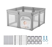 VEVOR Parc Bébé Modulable Pliable, 120 x 120 cm, Parc de Jeu Enfant, Porte Zippée, Maille Respirante Douce, Barrière Jeu pour Tout-petits Apprendre à Marcher et Se Tenir Debout, Intérieur et Extérieur