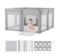 VEVOR Parc Bébé Modulable Pliable, 200 x 178 cm, Parc de Jeu Enfant, Porte Zippée, Maille Respirante Douce, Barrière Jeu pour Tout-petits Apprendre à Marcher et Se Tenir Debout, Intérieur et Extérieur