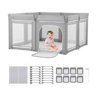 VEVOR Parc Bébé Modulable Pliable, 200 x 178 cm, Parc de Jeu Enfant, Porte Zippée, Maille Respirante Douce, Barrière Jeu pour Tout-petits Apprendre à Marcher et Se Tenir Debout, Intérieur et Extérieur