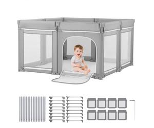 VEVOR Parc Bébé Modulable Pliable, 200 x 178 cm, Parc de Jeu Enfant, Porte Zippée, Maille Respirante Douce, Barrière Jeu pour Tout-petits Apprendre à Marcher et Se Tenir Debout, Intérieur et Extérieur