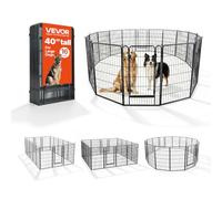 VEVOR Parc Chien 102 cm 16 Panneaux Enclos Lapin Métal Robuste Pliable Noir pour Chiots, Chats, Animaux Compagnie, Salon, Chambres, Jardin, Bord de Piscine, Intérieur, Extérieur, avec Loquet de Porte