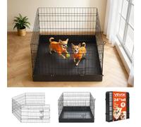VEVOR Parc Chien 61 cm 4 Panneaux Enclos Lapin Métal avec Tapis Fond Noir pour Chiots, Chats, Petits Animaux Compagnie, Salon, Chambres, Garages, Espaces Intérieurs, Pliable, avec Loquet de Porte
