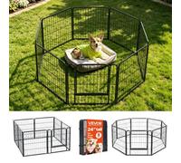 VEVOR Parc Chien 61 cm 8 Panneaux Enclos Lapin Métal Robuste Pliable Noir