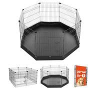 VEVOR Parc Chien 76 cm 8 Panneaux Enclos Lapin Métal avec Tapis Fond Noir