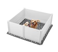 VEVOR Parc de Mise Bas pour Chien, 152x152x61 cm, Caisse de Mise Bas pour Chiots, avec Porte Hauteur Réglable, Tapis d'Urine Lavable, Boite de Naissance Plastique PVC pour Chiens de Très Grande Race