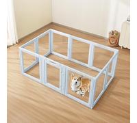 VEVOR Parc de Mise Bas pour Chien, 193 x 124,5 x 76,5 cm, Caisse de Mise Bas pour Chiots, avec Fenêtres Transparentes et Serrure, Cadre en Bleu, Kit de Naissance Durable pour Chiens de Grande Taille
