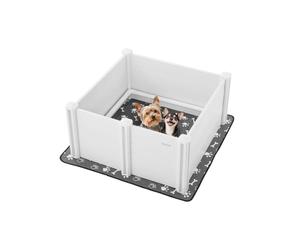 VEVOR Parc de Mise Bas pour Chien, 98 x 98 x 46 cm, Caisse de Mise Bas pour Chiots, avec Porte Hauteur Réglable, Tapis d'Urine Lavable, Boite de Naissance en Plastique PVC pour Chiens de Moyenne Race