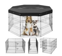 VEVOR Parc pour Chien 160x160x76 cm Enclos Chat Chiot Pliable 8 Panneaux, Clôture d'Exercice en Métal avec Porte, Housse en Tissu Oxford 600D, pour Petits Animaux de Compagnie, Intérieur, Extérieur