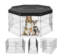 VEVOR Parc pour Chien 160x160x76 cm Enclos Chat Chiot Pliable 8 Panneaux, Clôture d'exercice en Métal avec Porte, Housse en Tissu Oxford 600D, pour Petits Animaux de Compagnie, Intérieur, Extérieur