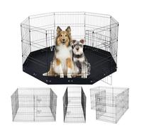 VEVOR Parc pour Chien 160x160x76 cm Enclos Chat Chiot Pliable 8 Panneaux, Clôture d'exercice en Métal avec Porte, Tapis en Tissu Oxford 600D, pour Petits Animaux de Compagnie, Intérieur, Extérieur
