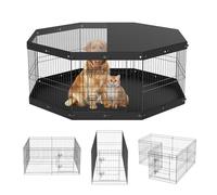 VEVOR Parc pour Chien 61 cm Enclos Lapin Chat Chiot avec Couverture Supérieure et Tapis Clôture pour Petits et Moyens Animaux de Compagnie 8 Panneaux Pliants en Métal pour Extérieur Intérieur Camping