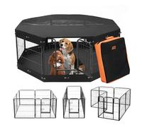 VEVOR Parc pour Chien, 8 Panneaux, enclos Pliable en métal pour Animaux de Compagnie, 610 x 610 mm, clôture intérieur extérieur, avec Porte, Sac de Rangement, Couvercle supérieur et Coussin inférieur