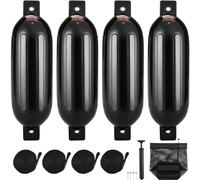 VEVOR Pare-Battage 4PCs Défense Bateau Gonflable en PVC 16,5×58,4 cm avec Pompe Aiguilles à Air Cordes et Sac de Rangement Pare-Chocs pour Protéger Canoës Pontons Bateaux Ponté Bateaux de Pêche Quai