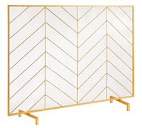 VEVOR Pare-feu de Cheminée 1 Panneau Grille de Protection de Cheminée Fer 98x75,8 cm Robuste avec Porte Pare-étincelles Autoportant Installation Simple pour Salon Décoration d'Intérieur Moderne, Doré