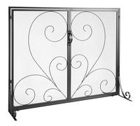 VEVOR Pare-feu de Cheminée 2 Panneaux Grille de Protection de Cheminée Fer 99x80,2 cm Robuste avec Porte Pare-étincelles Autoportant Installation Simple pour Salon Décoration d'Intérieur Vintage, Noir