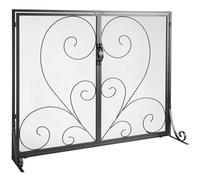 VEVOR Pare-feu de Cheminée 2 Panneaux Grille de Protection de Cheminée Fer 99x80,2 cm Robuste avec Porte Pare-étincelles Autoportant Installation Simple pour Salon Décoration d'Intérieur Vintage, Noir